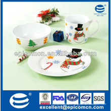 3pcs fiesta ware porcelain breakfast set with bowl & plate & mug for children daily use